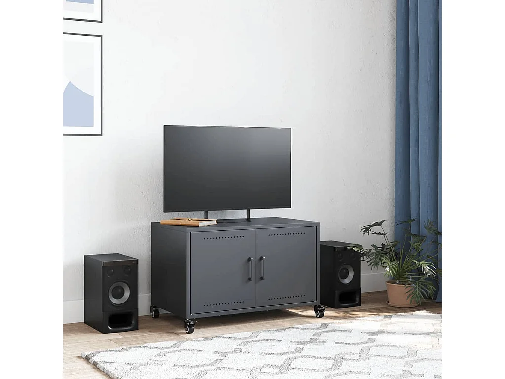 Meuble TV anthracite 68x39x43,5 cm acier