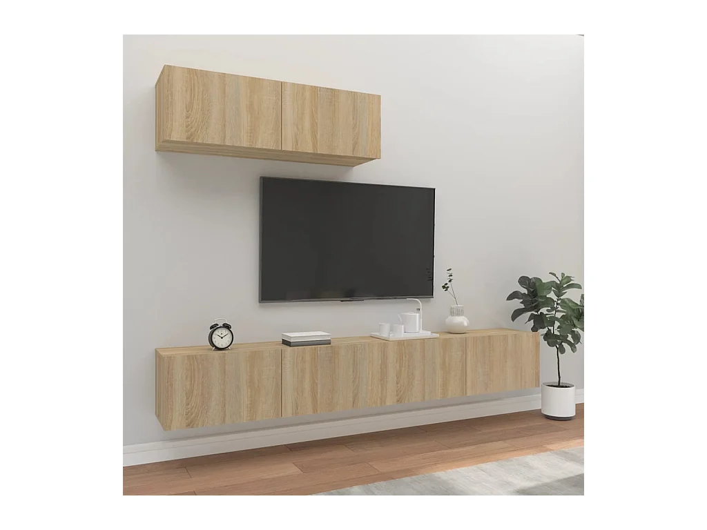 Set di mobili TV da 3 pezzi in legno ingegnerizzato Sonoma Oak