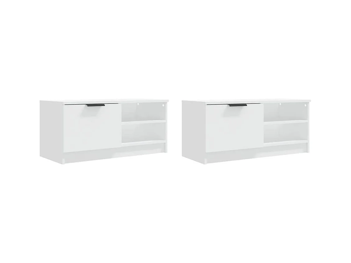 Meubles TV 2 pcs Blanc 80x35x36,5 cm Bois d'ingénierie