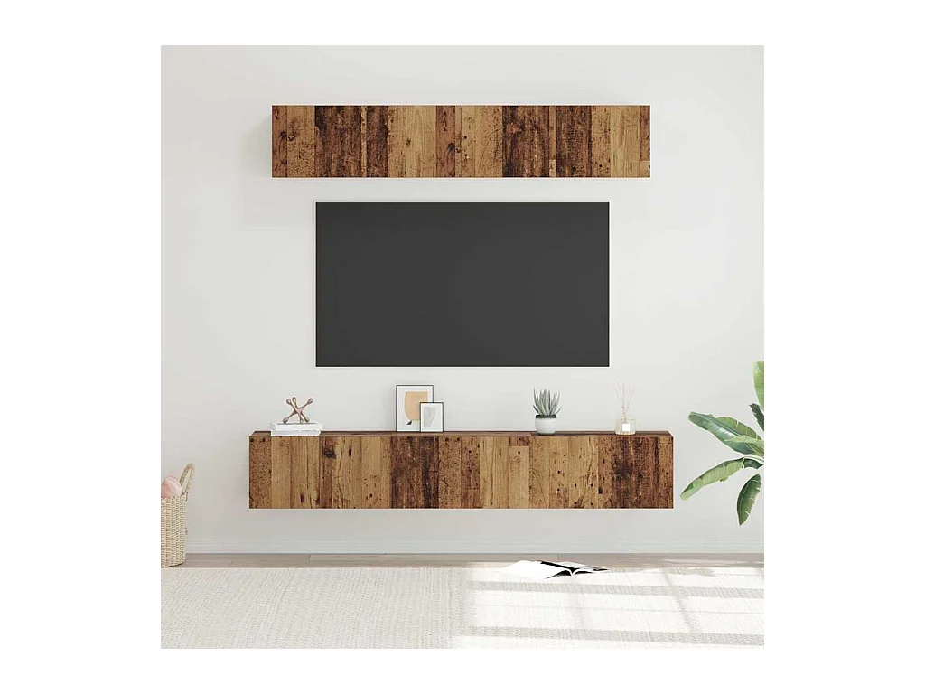 Set porta TV 5 pezzi Legno antico Standard Medio