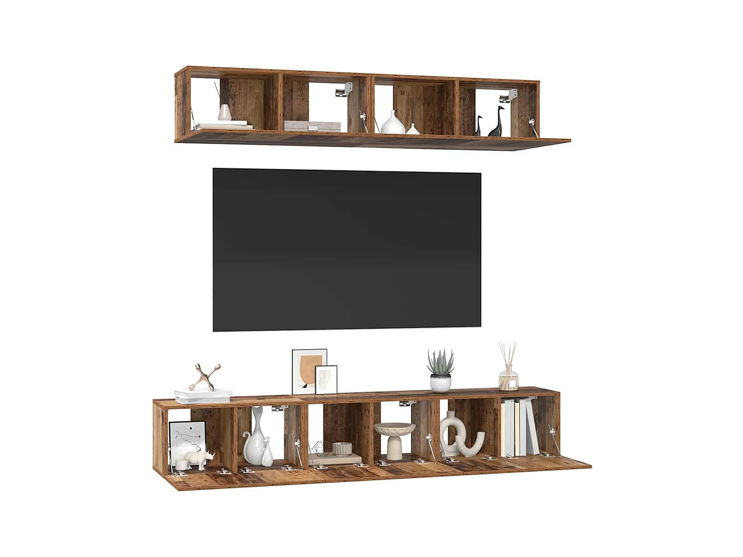Set porta TV 5 pezzi Legno antico Standard Medio