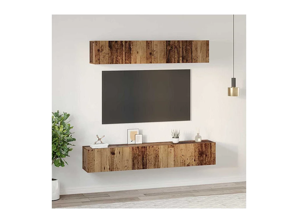 Set porta TV 5 pezzi Legno antico Standard Medio
