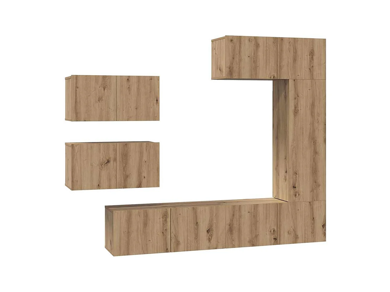 Set di mobili TV da 6 pezzi, rovere lavorato a mano, 30,5 x 30 x 90 cm