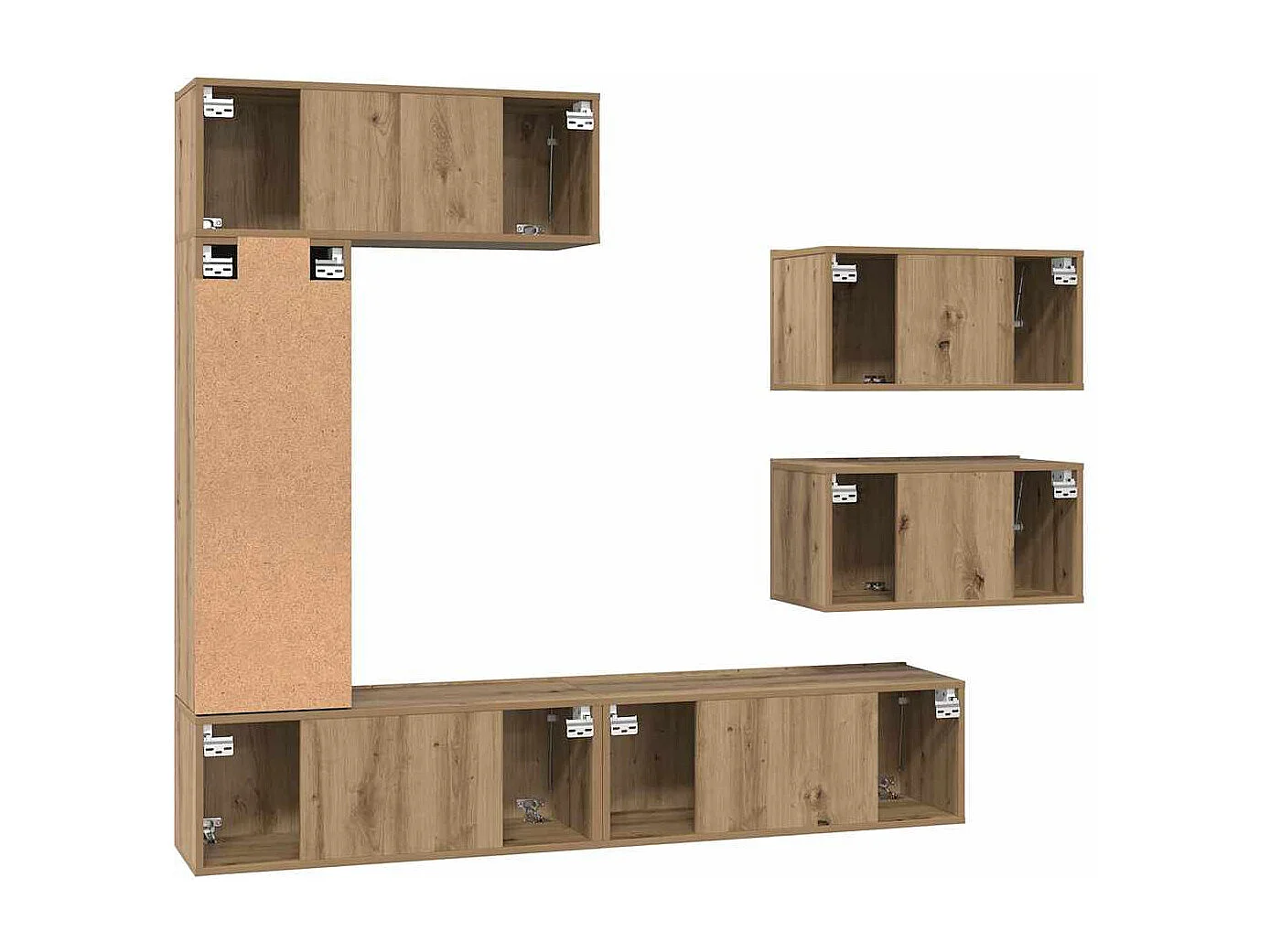 Set di mobili TV da 6 pezzi, rovere lavorato a mano, 30,5 x 30 x 90 cm