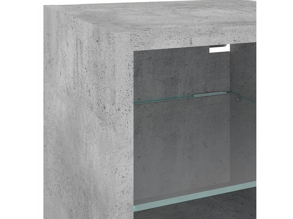 Unités murales TV avec LED 8 pcs gris béton bois d'ingénierie