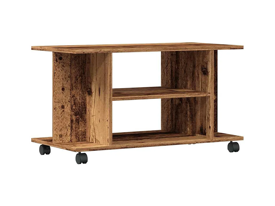 Meuble TV avec roulettes vieux bois 80x40x45 cm bois ingénierie