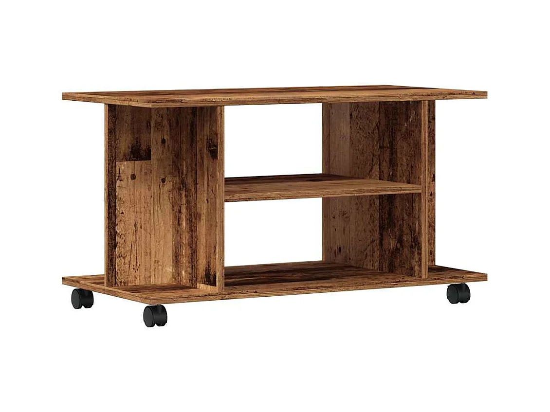 Meuble TV avec roulettes vieux bois 80x40x45 cm bois ingénierie