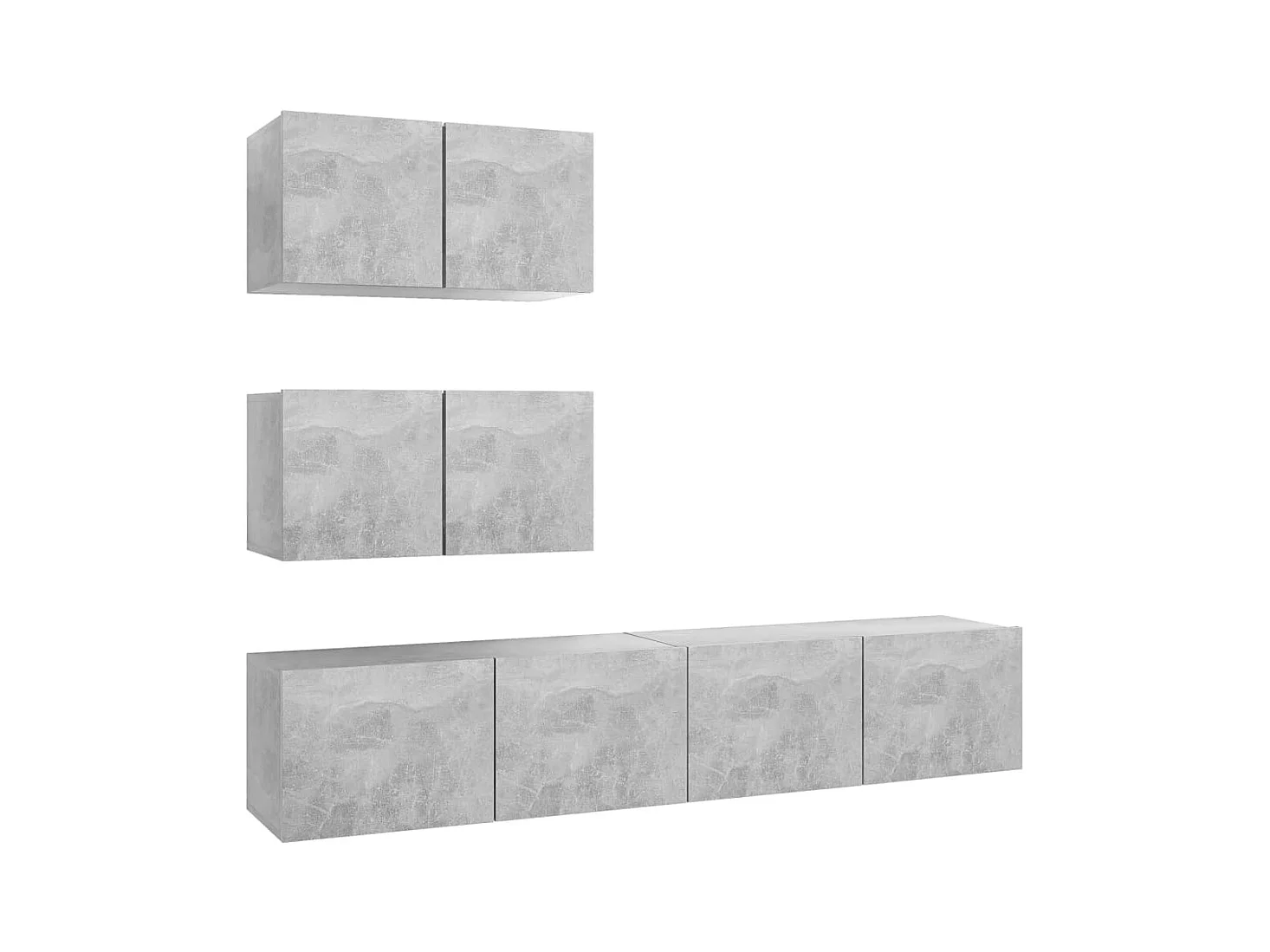 Set di mobili TV da 4 pezzi in legno ingegnerizzato grigio cemento