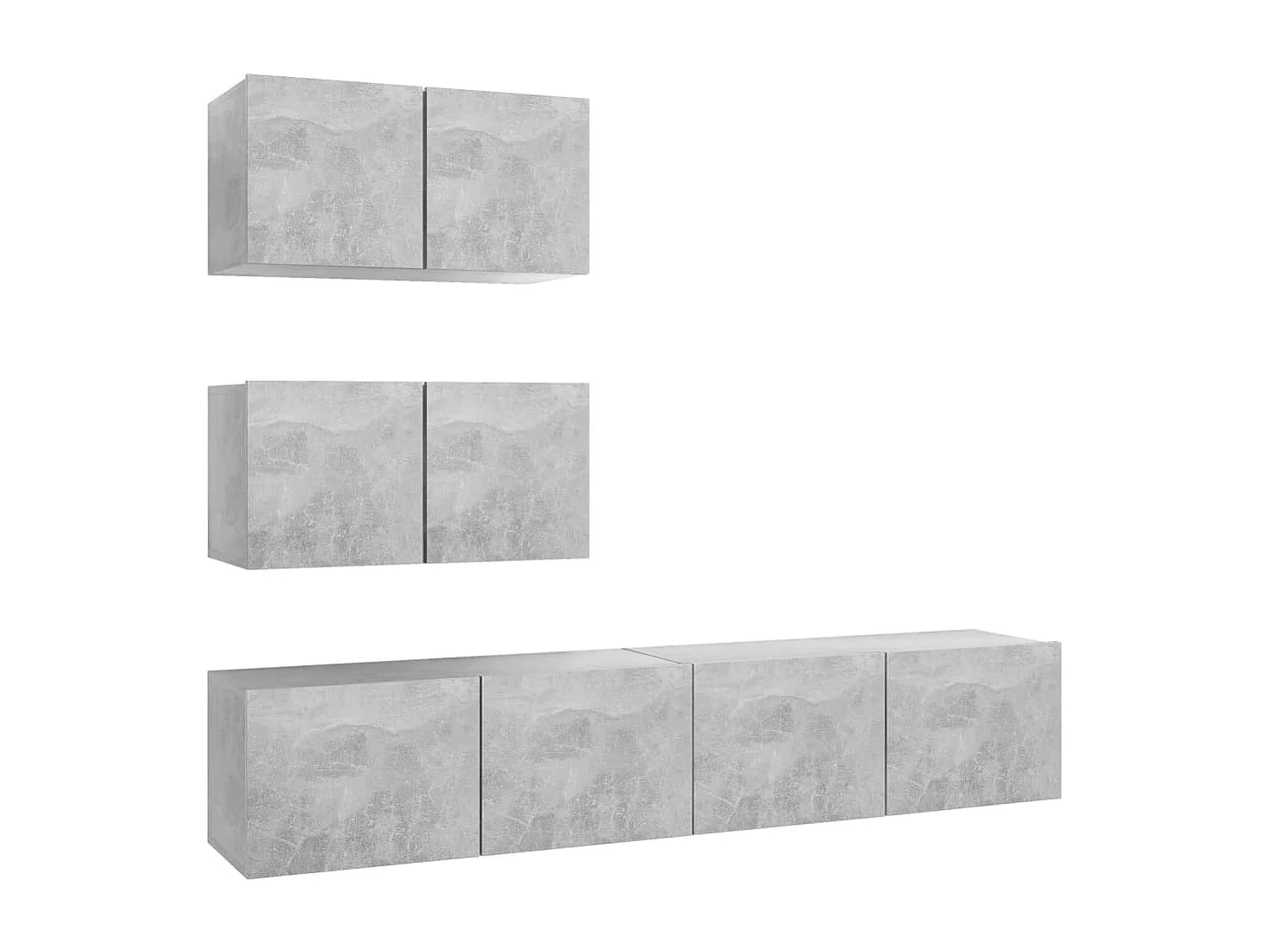 Conjunto de soporte para TV de 4 piezas de madera de ingeniería gris hormigón