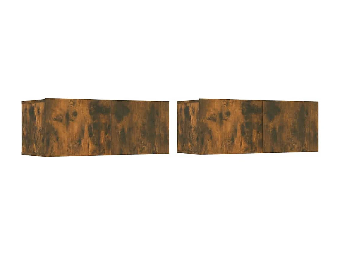 Meubles TV 2 pcs chêne fumé 80x30x30 cm bois d'ingénierie