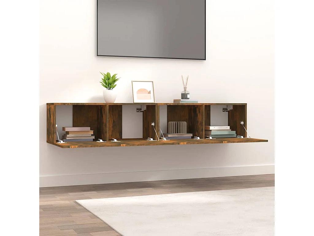 Meubles TV 2 pcs chêne fumé 80x30x30 cm bois d'ingénierie