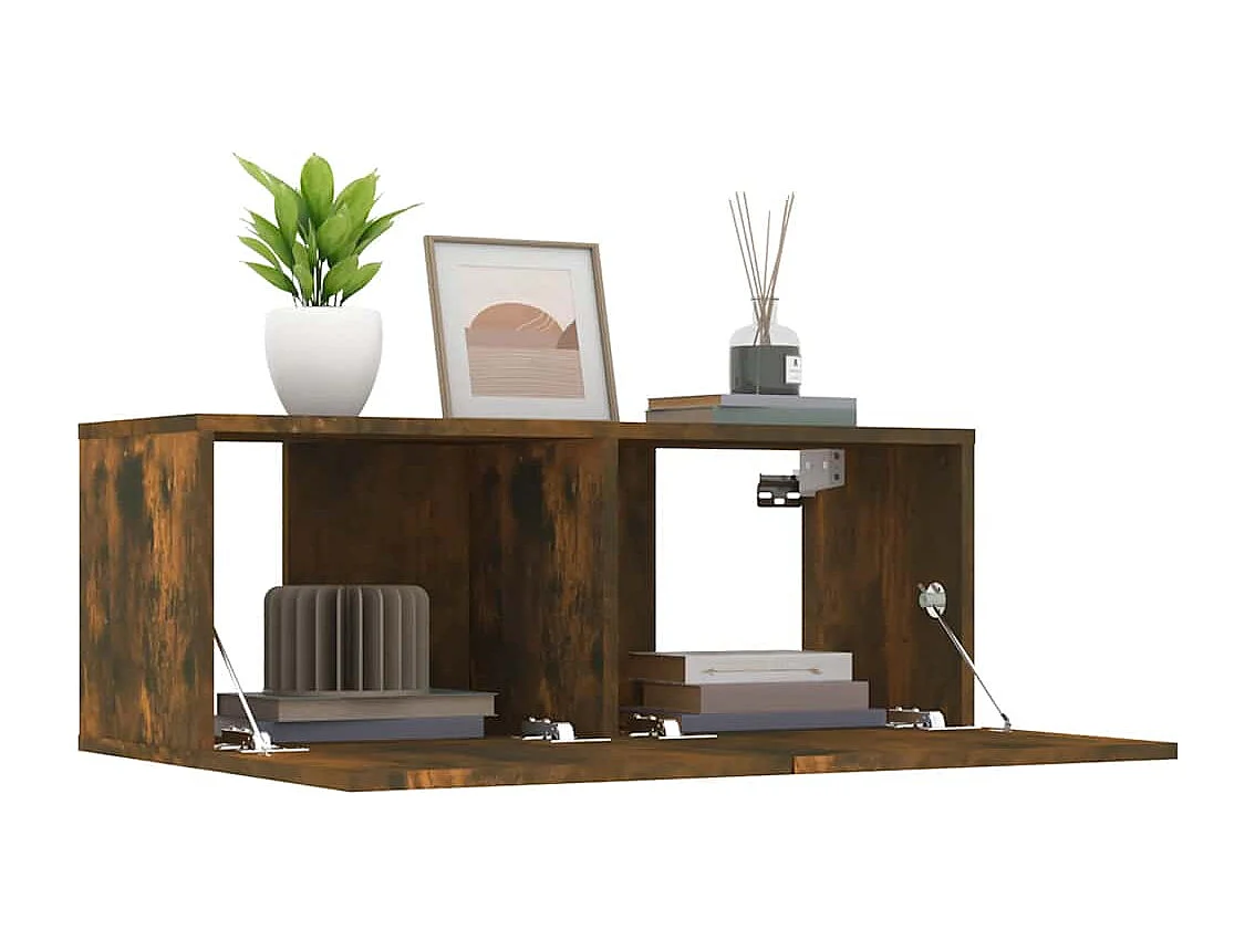 Meubles TV 2 pcs chêne fumé 80x30x30 cm bois d'ingénierie