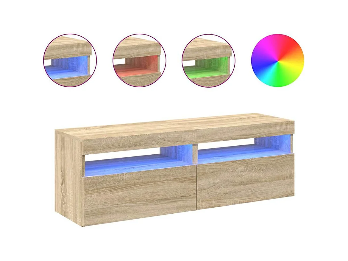 TV-kasten met LED-verlichting 2 stuks Sonoma eiken 60x35x40 cm