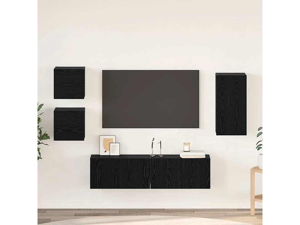 Ensemble meuble TV 5 pcs Chêne noir Bois d'ingénierie