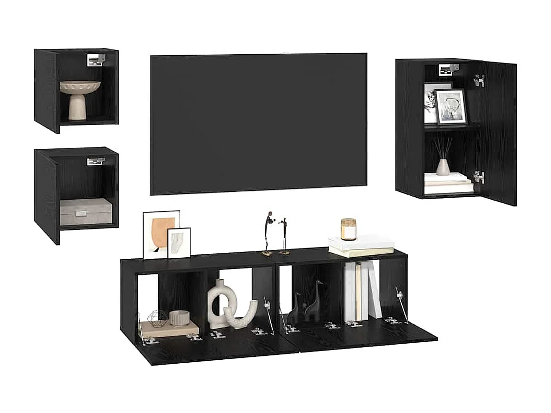 Ensemble meuble TV 5 pcs Chêne noir Bois d'ingénierie