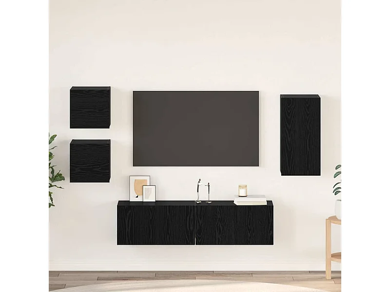 Ensemble meuble TV 5 pcs Chêne noir Bois d'ingénierie