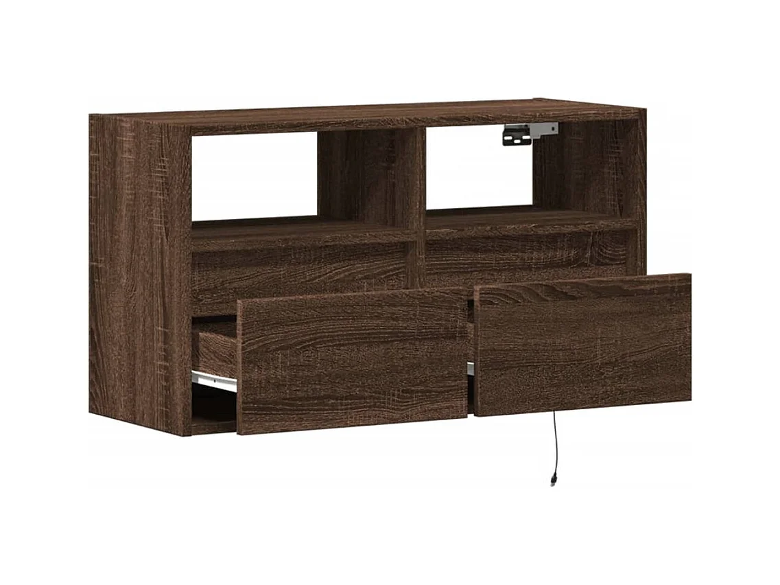 Wandmeubel met ledverlichting, bruin eiken, 80x31x45 cm