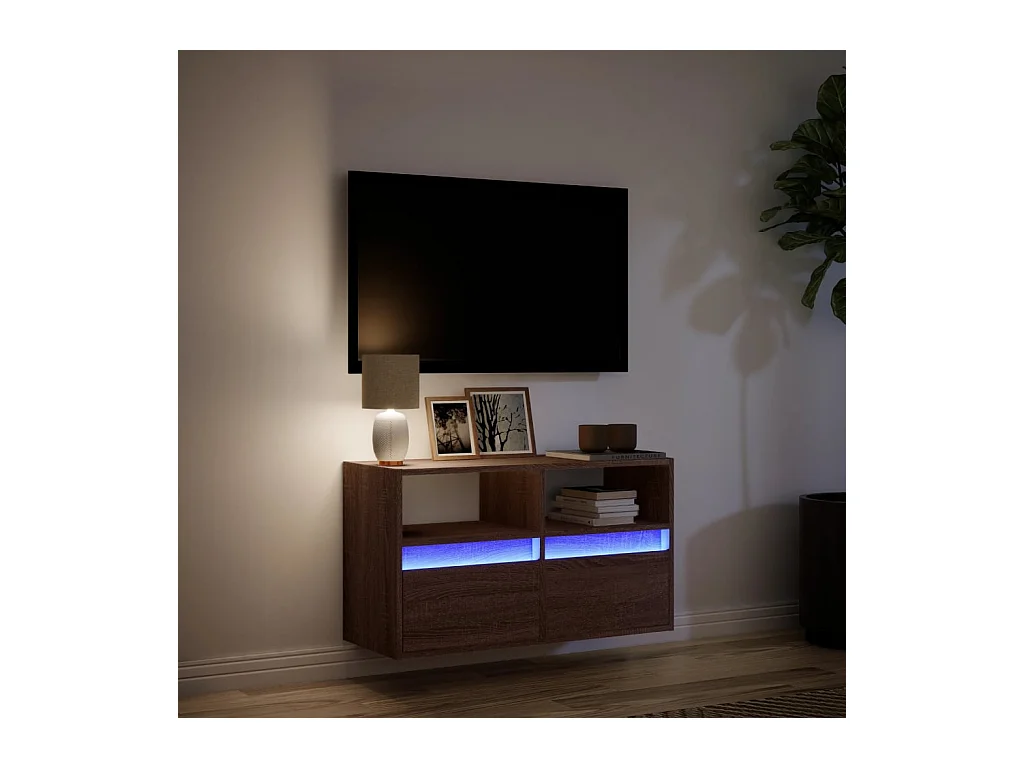 Wandmeubel met ledverlichting, bruin eiken, 80x31x45 cm