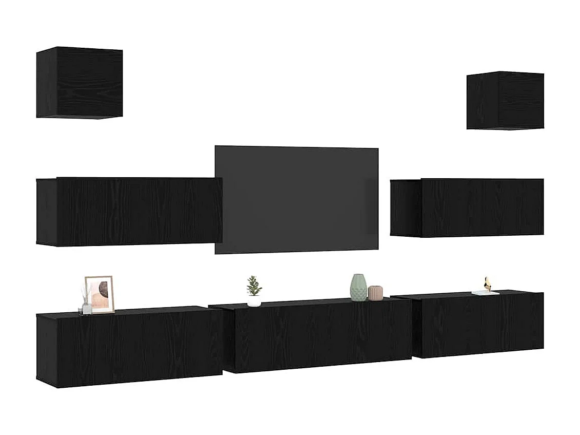 Set de meubles TV 7 pcs Chêne noir 100 x 30 x 30 cm