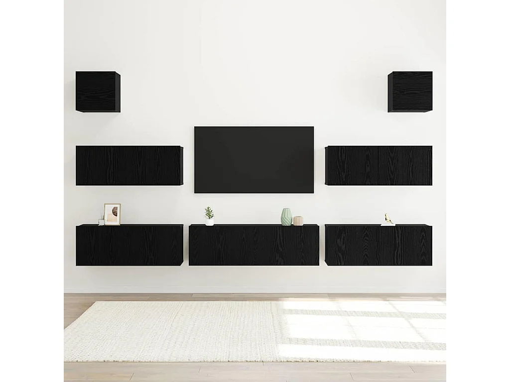 Set de meubles TV 7 pcs Chêne noir 100 x 30 x 30 cm