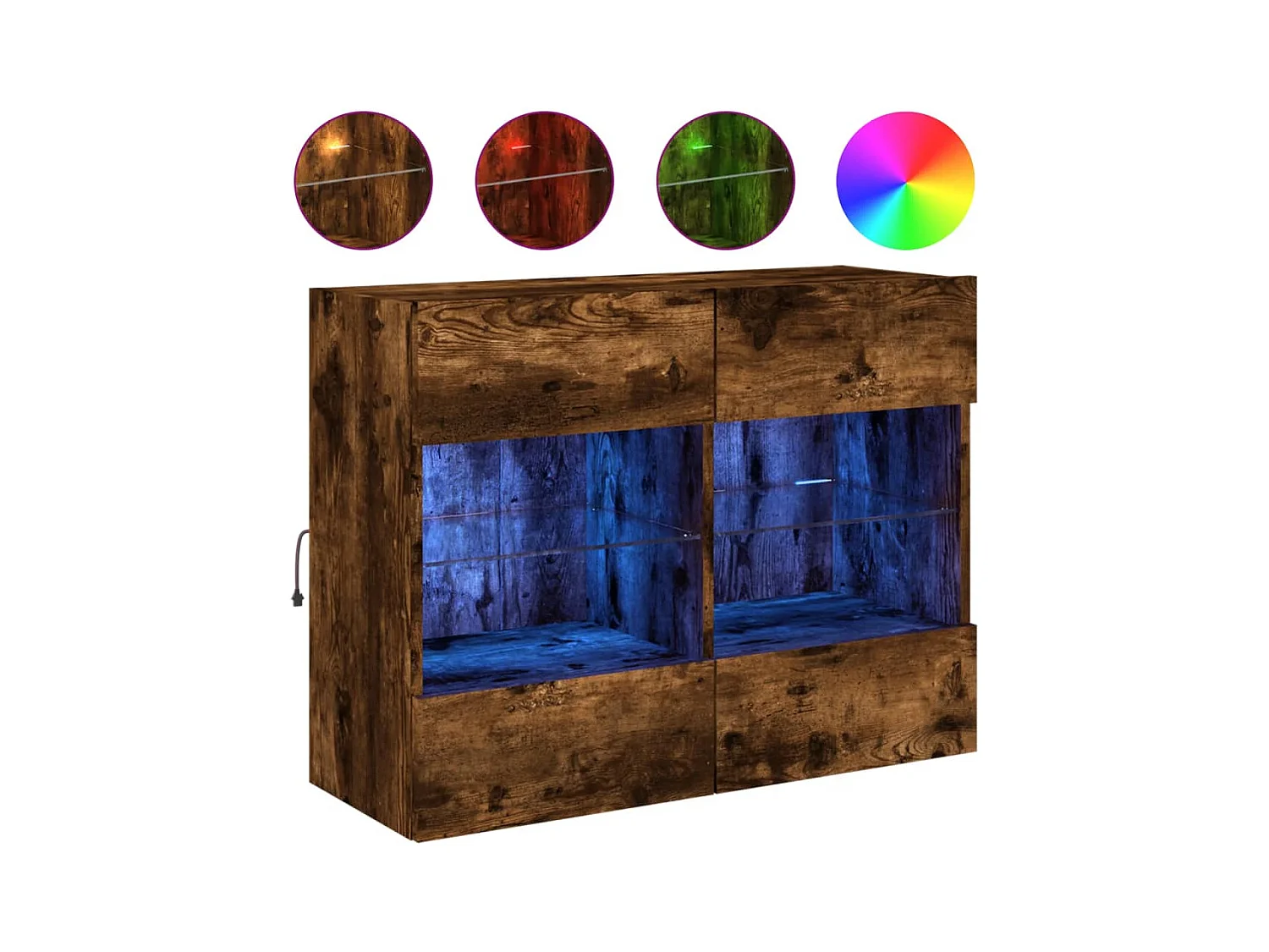 Wandmeubel met ledverlichting, gerookt eikenhout, 78,5 x 30 x 60,5 cm