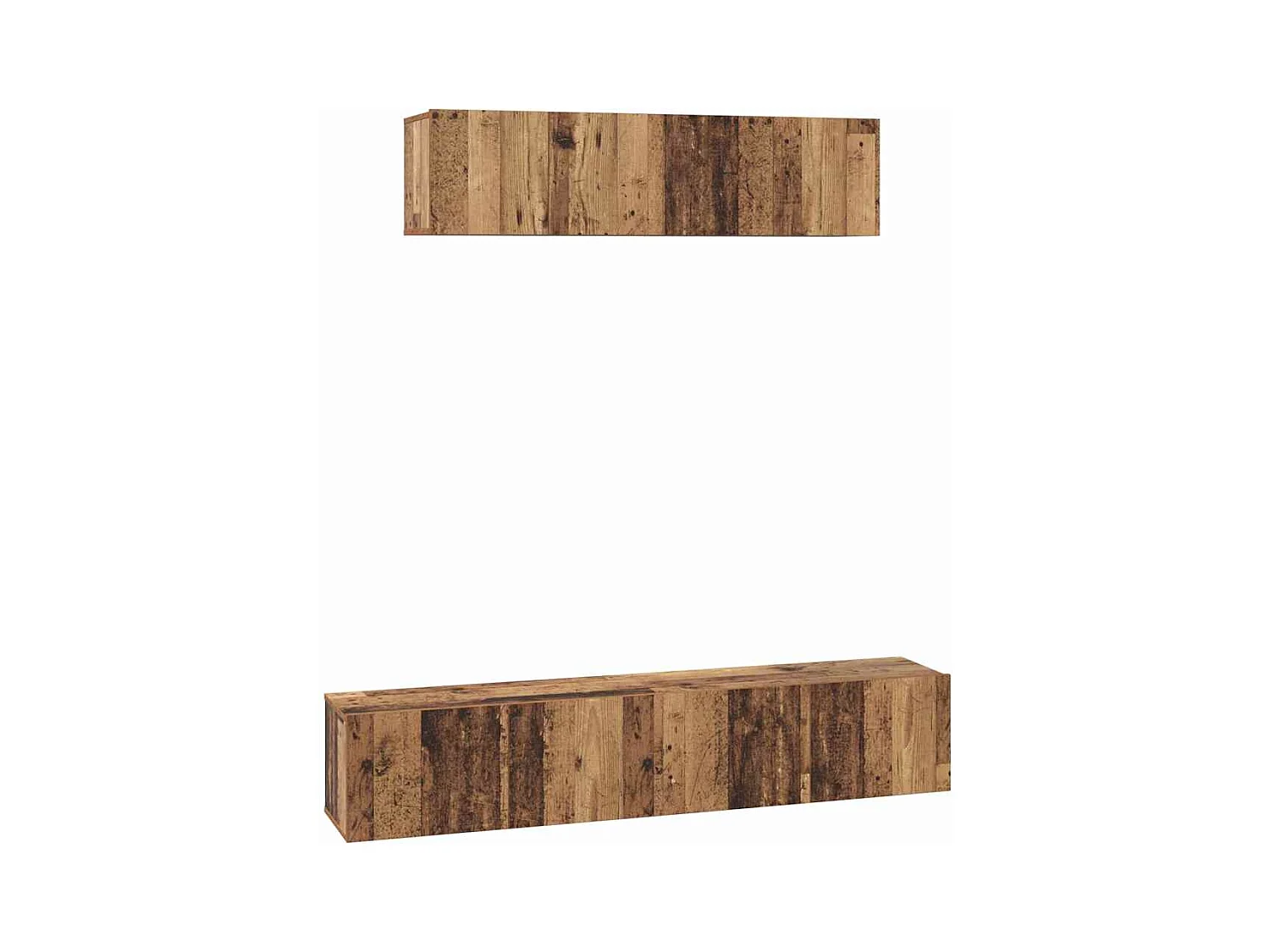 TV-Ständer-Set zur Wandmontage, 4-teilig, Antikholz, mittelgroß