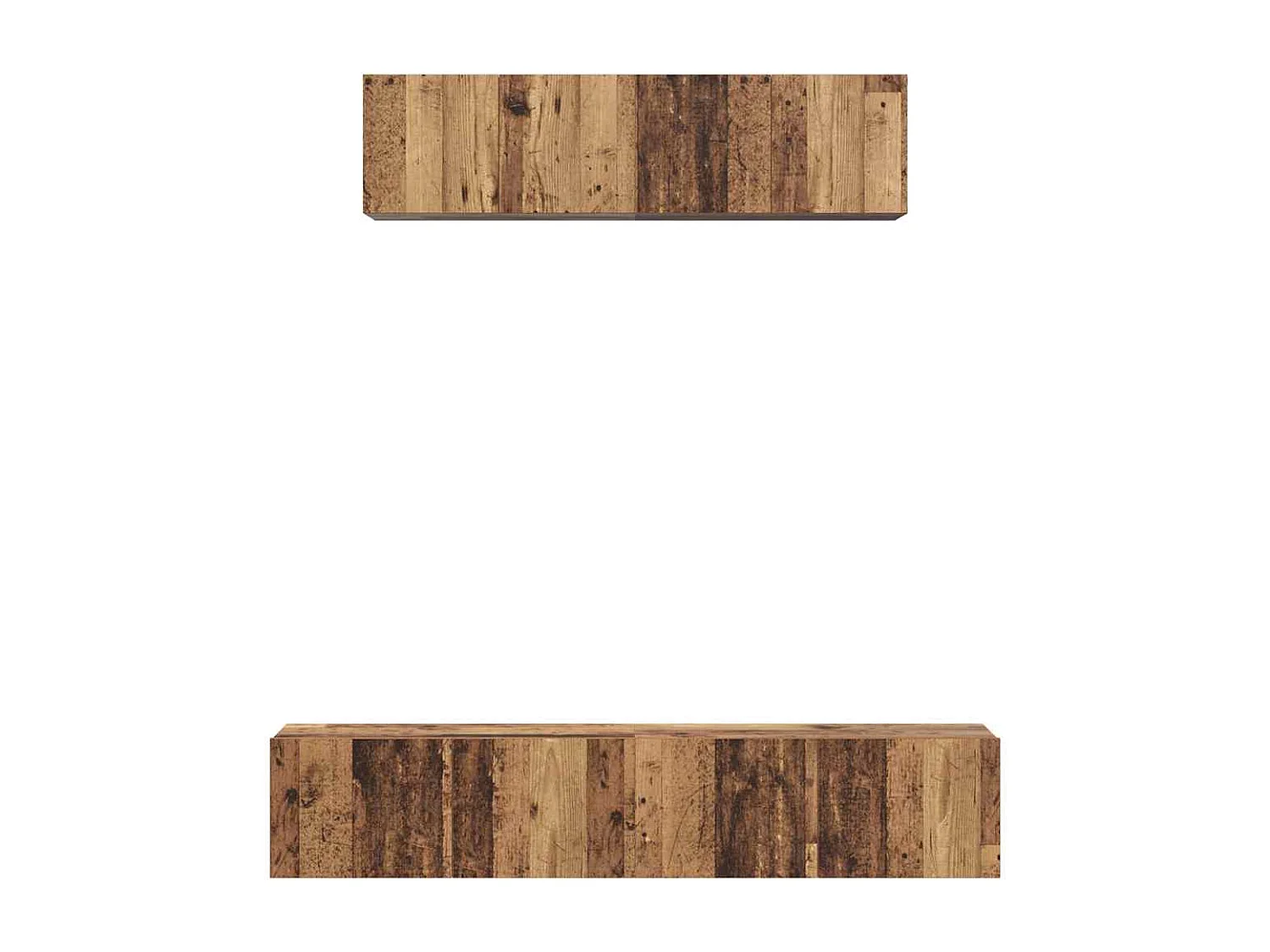 TV-Ständer-Set zur Wandmontage, 4-teilig, Antikholz, mittelgroß