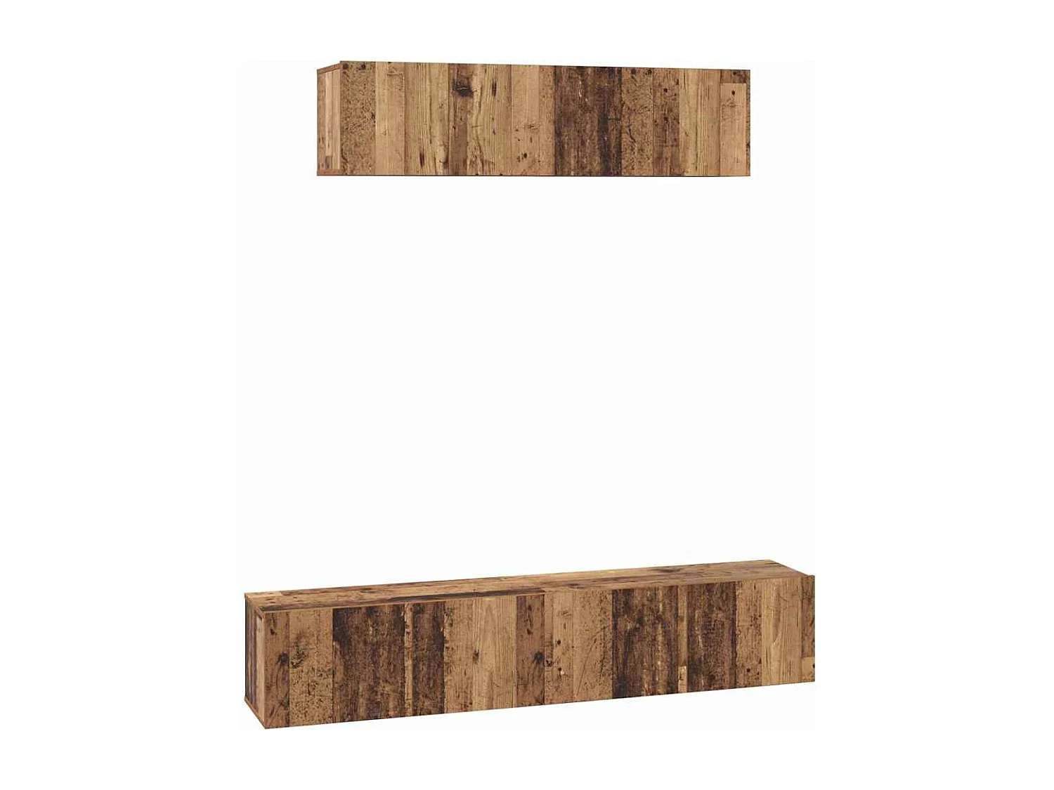 Set porta TV da parete 4 pezzi in legno antico medio