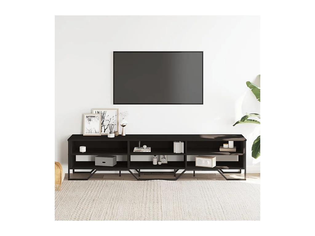 Meuble TV noir 180x34x41 cm bois d'ingénierie