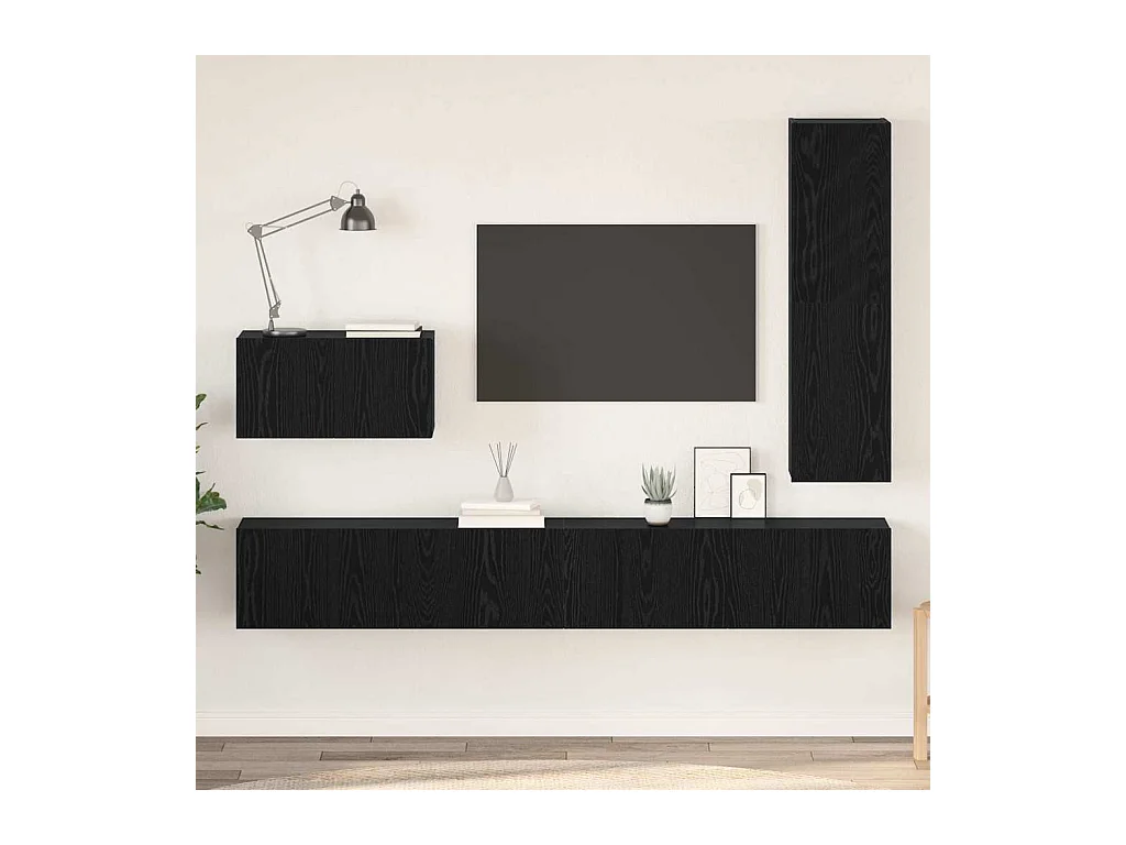Ensemble meuble TV 4 pcs Chêne noir 200 x 30 x 30 cm