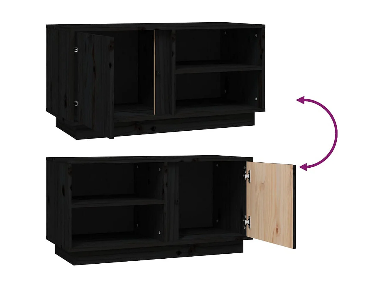 Mobile porta TV nero 80x35x40,5 cm Legno massello di pino