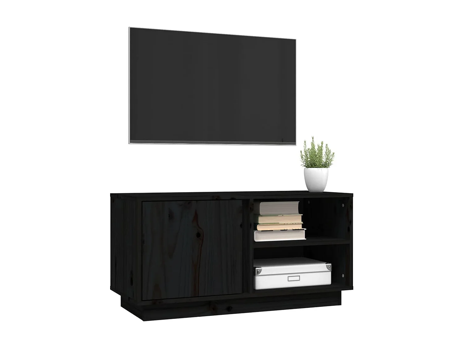 Zwarte tv-kast 80x35x40,5 cm Massief grenenhout