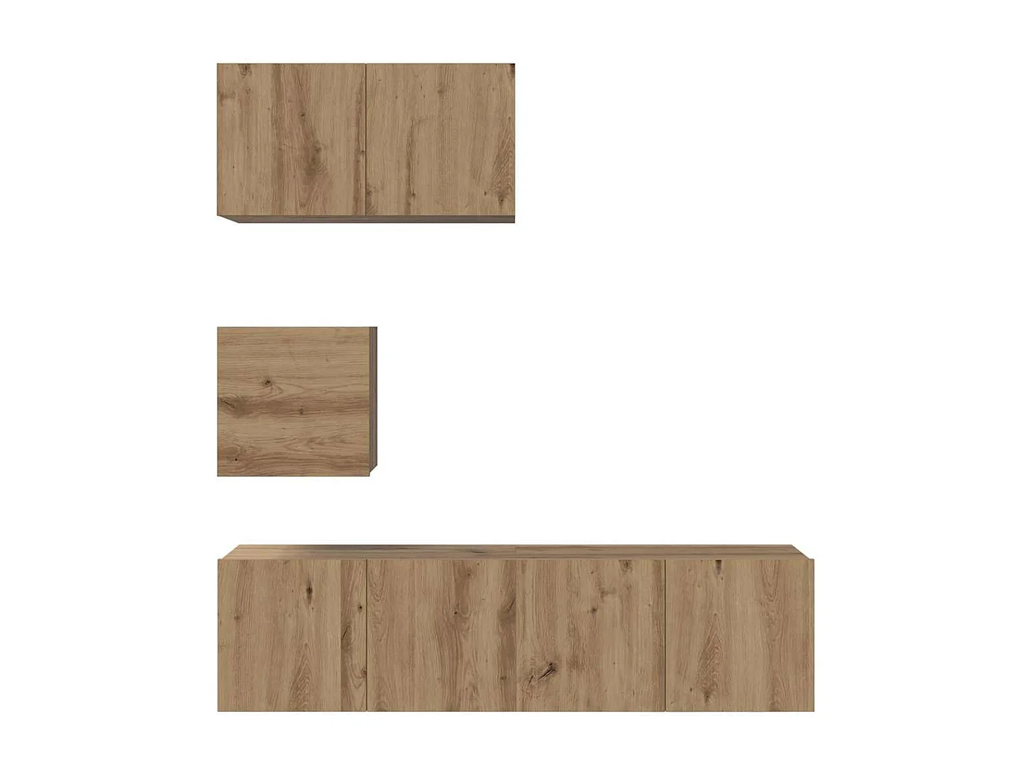 4-delige tv-meubelset, handgemaakt eikenhout, 60 x 30 x 30 cm