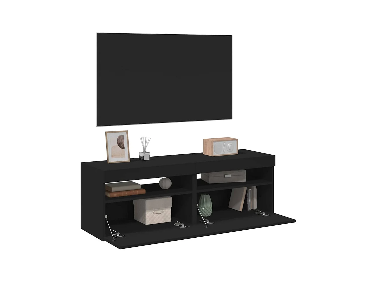 Mobili TV con luci LED 2 pz Nero 60x35x40 cm