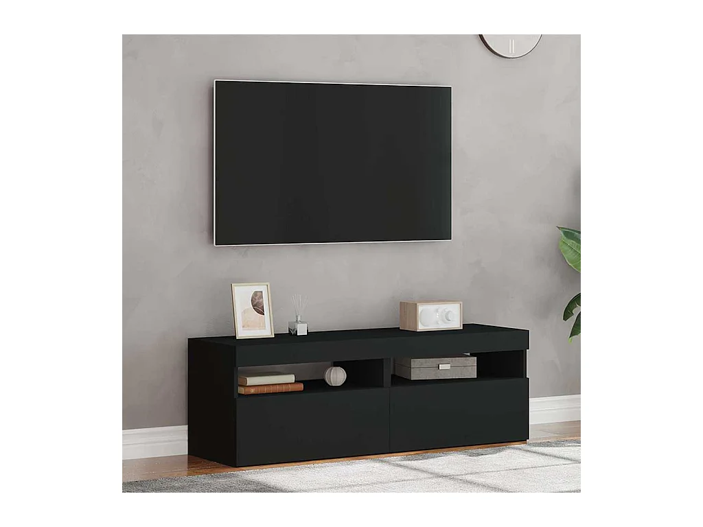 Mobili TV con luci LED 2 pz Nero 60x35x40 cm
