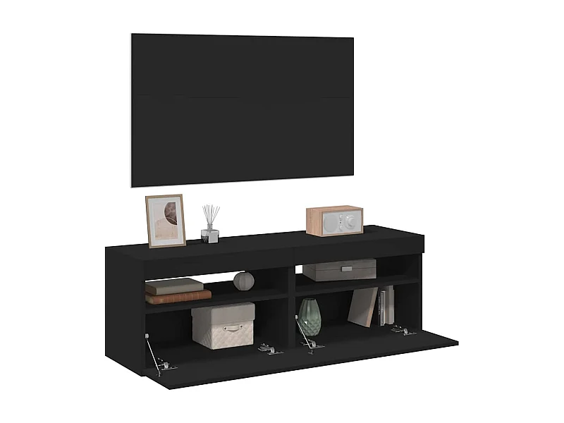 Meubles TV avec lumières LED 2 pcs Noir 60x35x40 cm