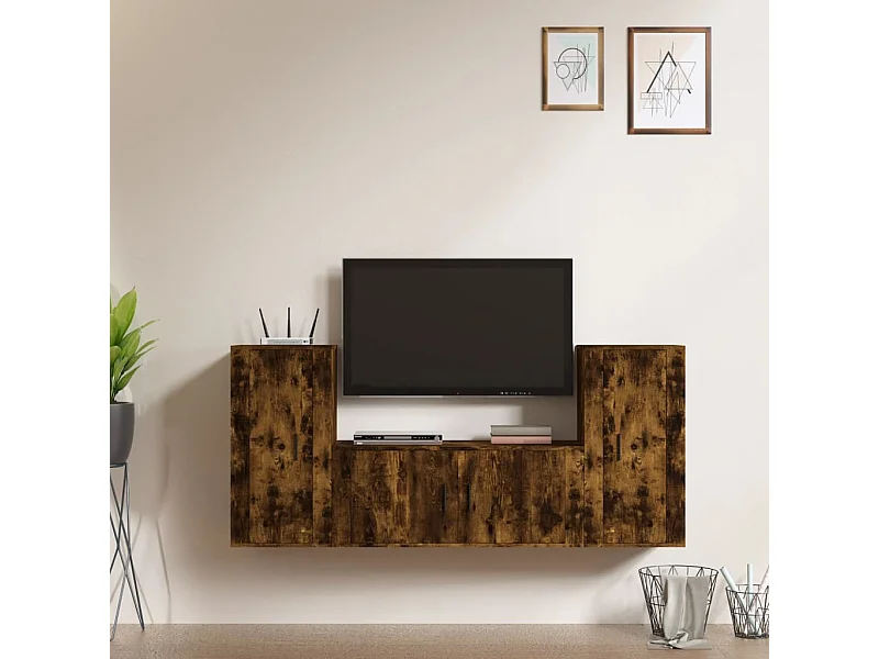 Ensemble de meubles TV 3 pcs Chêne fumé Bois d'ingénierie