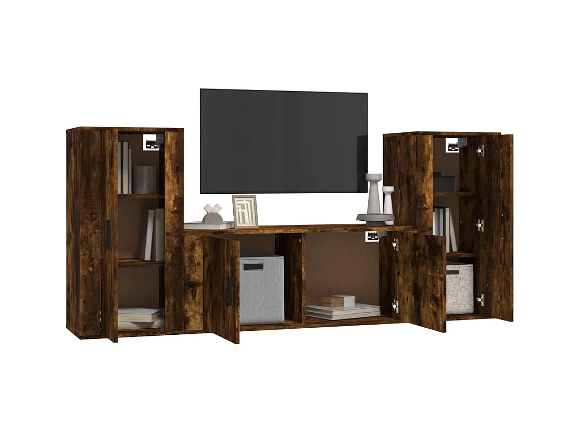 Ensemble de meubles TV 3 pcs Chêne fumé Bois d'ingénierie