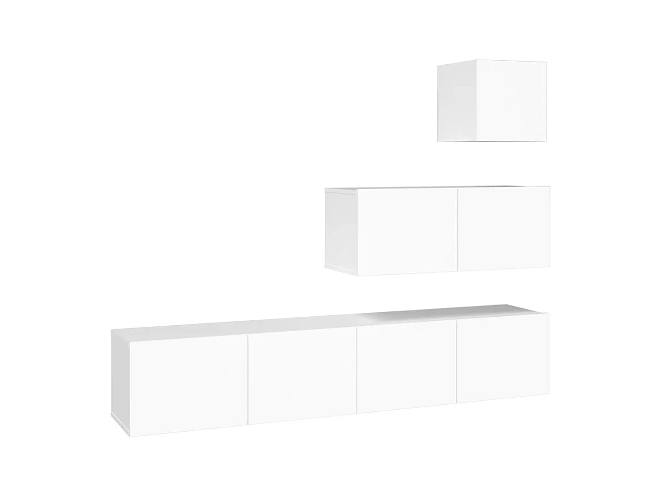 4-delige tv-meubelset Wit bewerkt hout