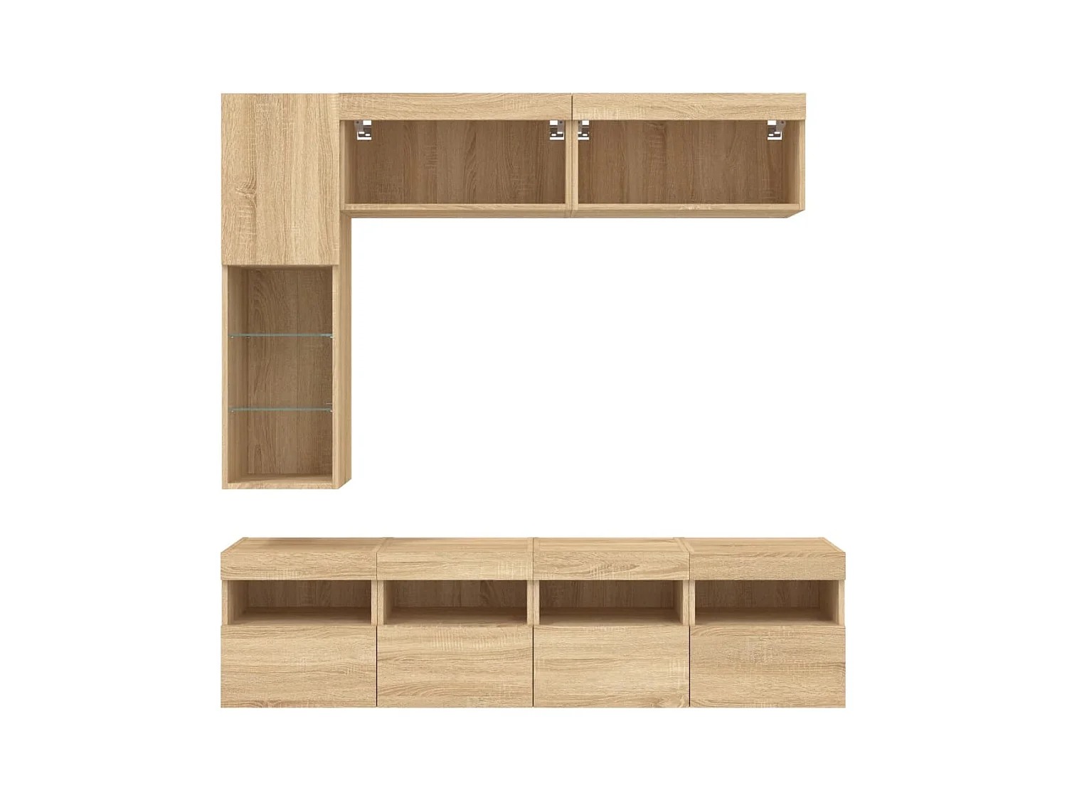 Ensemble de meubles TV muraux 7pcs et lumières LED chêne sonoma