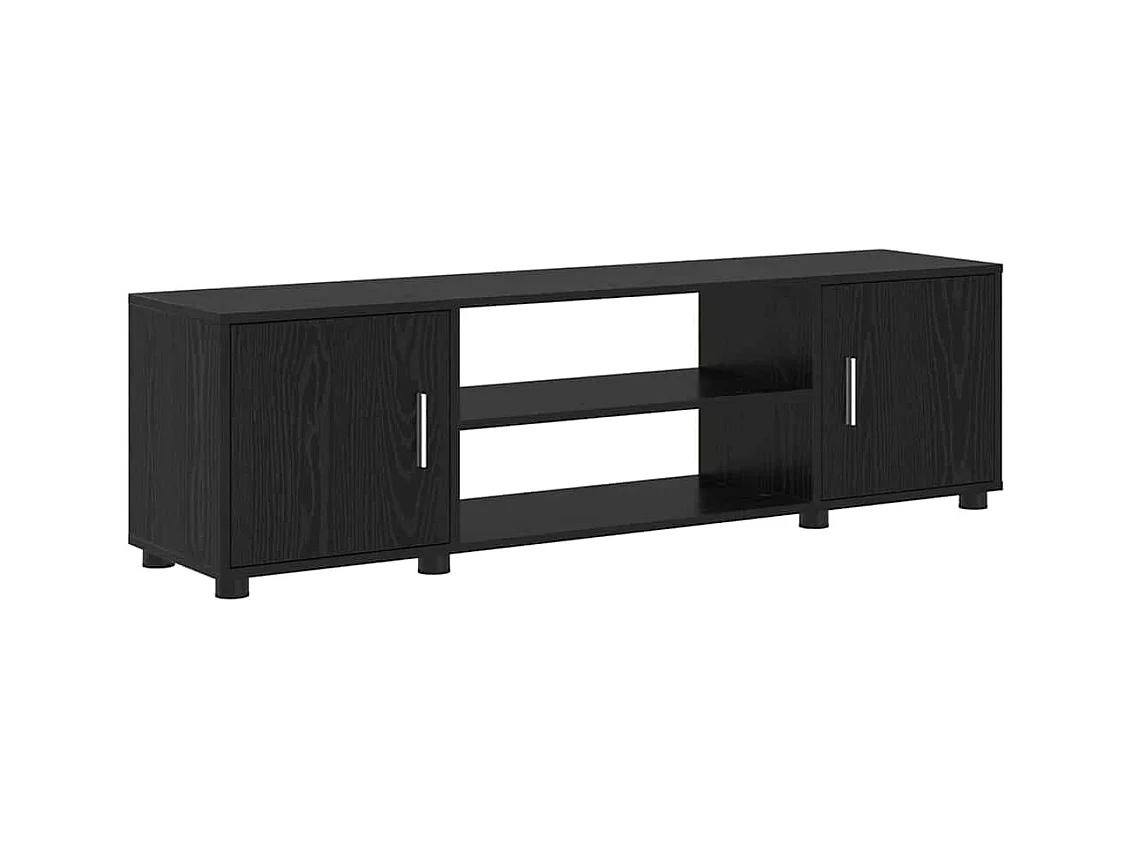 Set di 4 mobili porta TV da parete, 4 pezzi, rovere nero