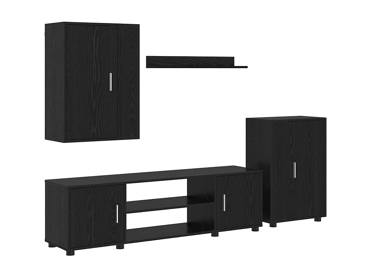 Ensemble de meuble TV 4 pièces Montage mural 4 pcs Chêne noir