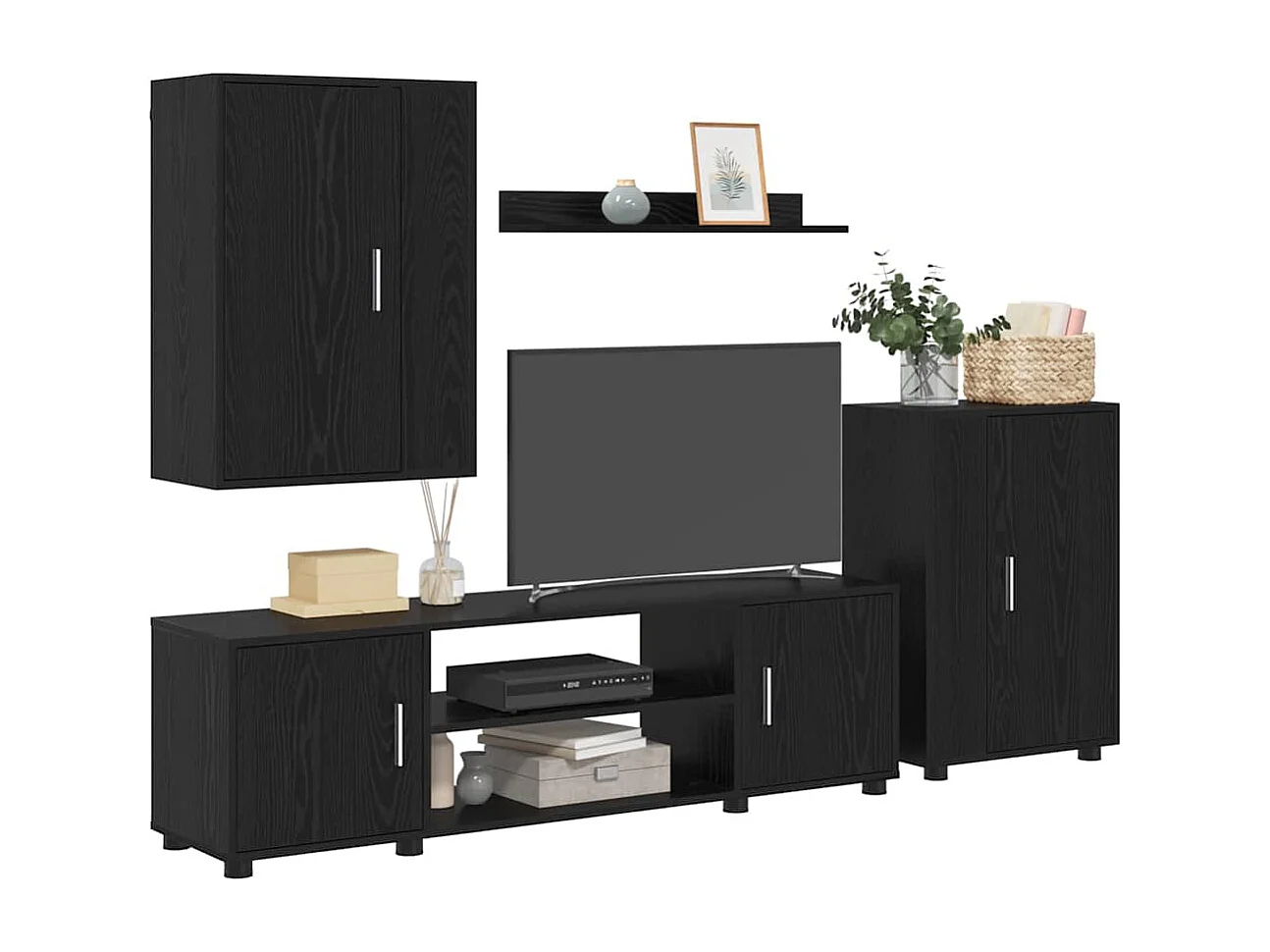 Ensemble de meuble TV 4 pièces Montage mural 4 pcs Chêne noir