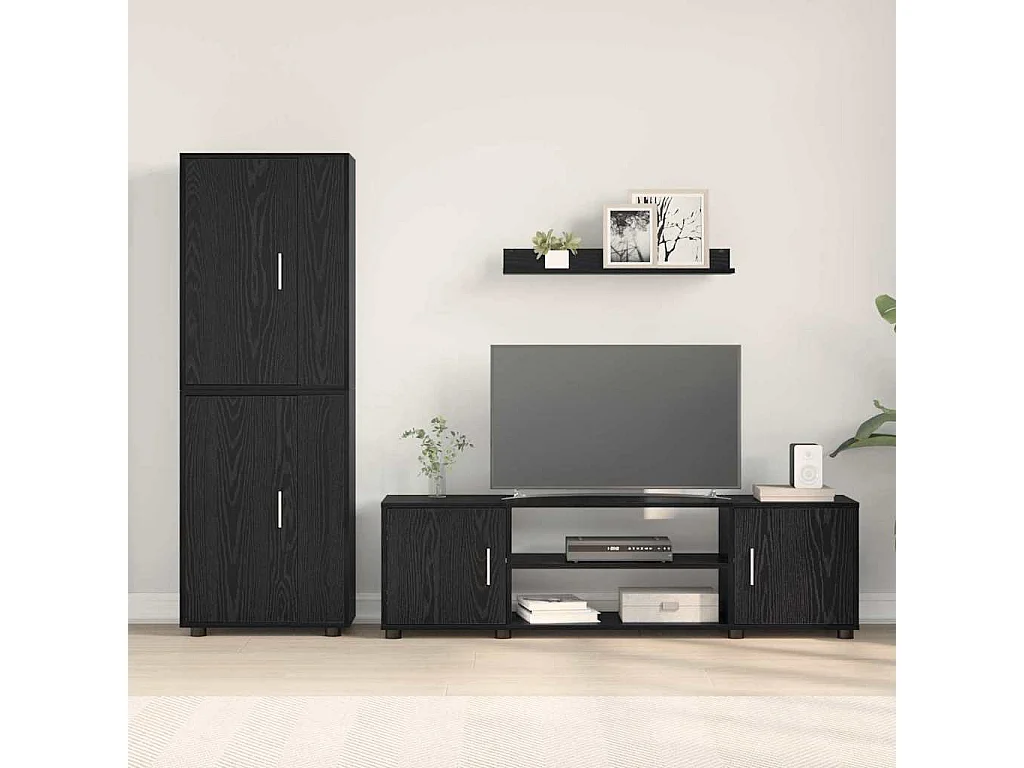 Ensemble de meuble TV 4 pièces Montage mural 4 pcs Chêne noir