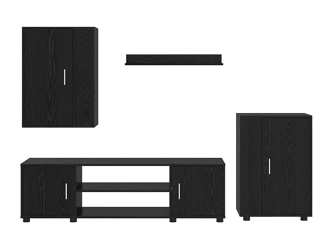 Ensemble de meuble TV 4 pièces Montage mural 4 pcs Chêne noir