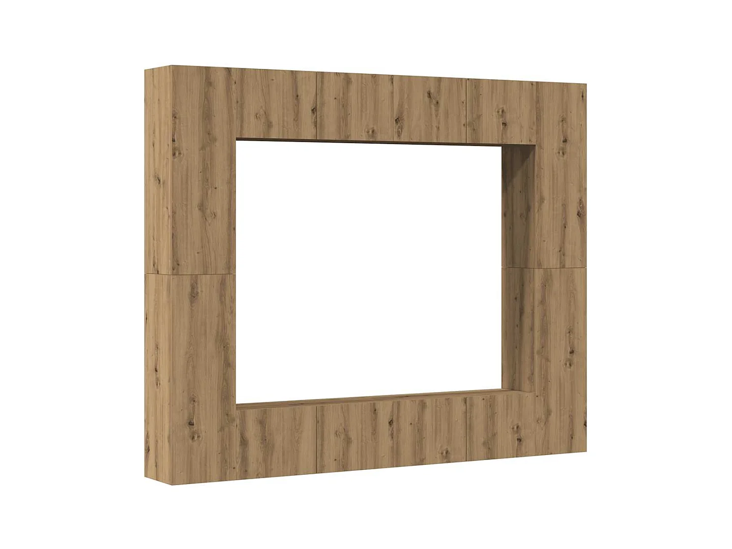 8-teiliges TV-Wandschrank-Set, handgefertigte Eiche