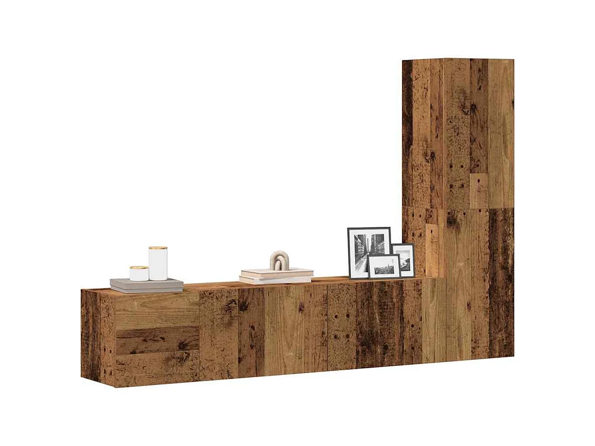 Meubles TV muraux 3 pcs vieux bois bois d'ingénierie