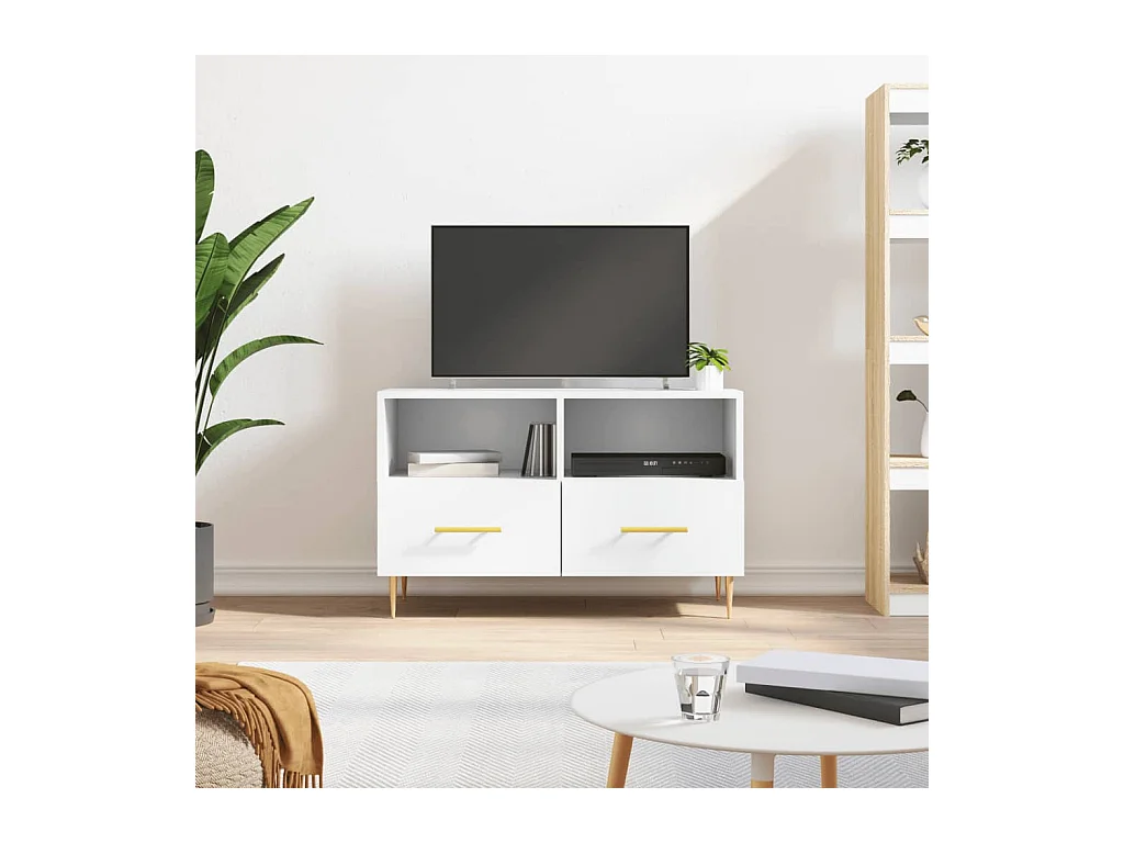 Meuble TV Blanc 80x36x50 cm Bois d'ingénierie