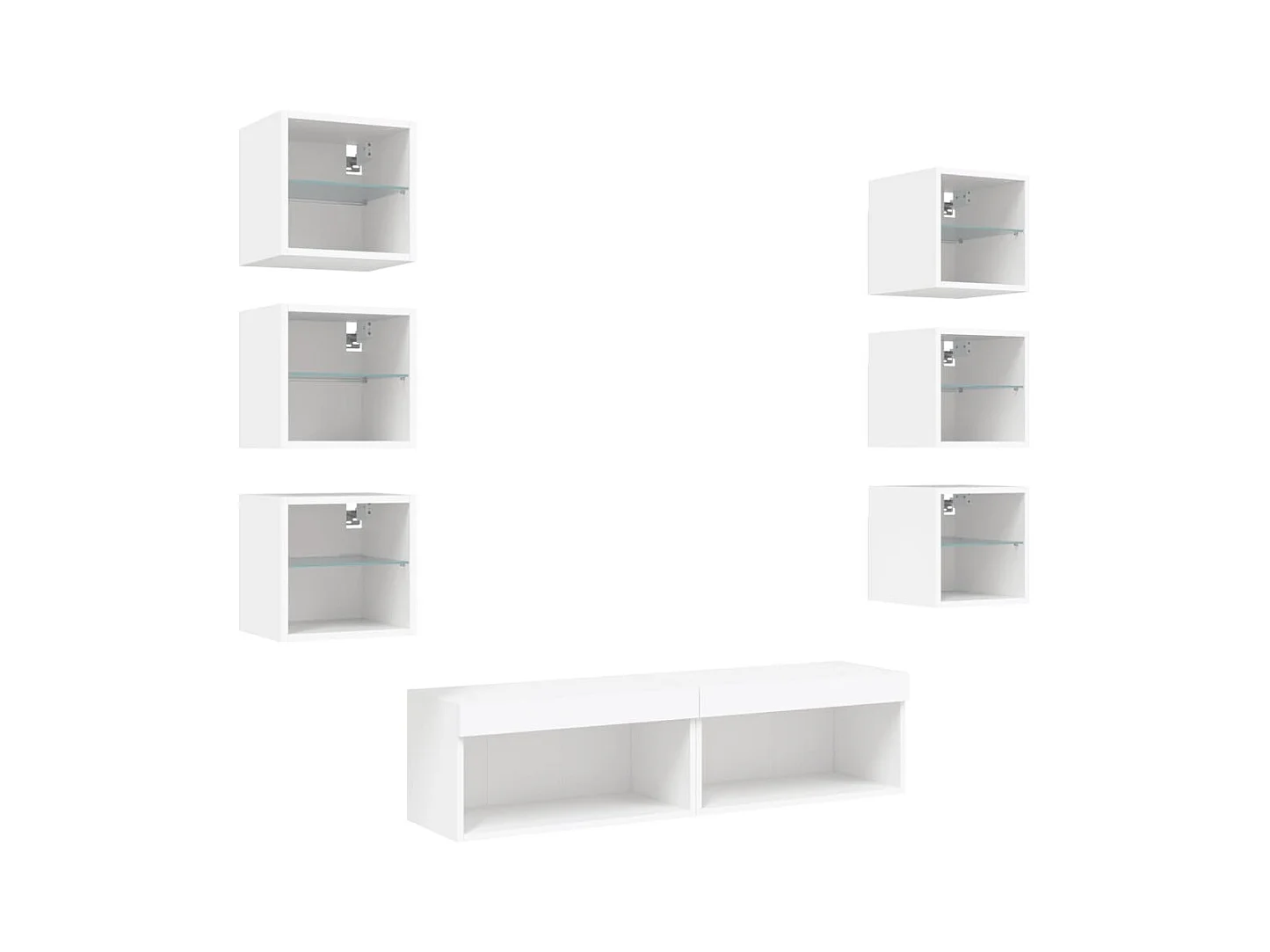 TV-Wandeinheiten mit LED 8 Stück weiß Holzwerkstoff