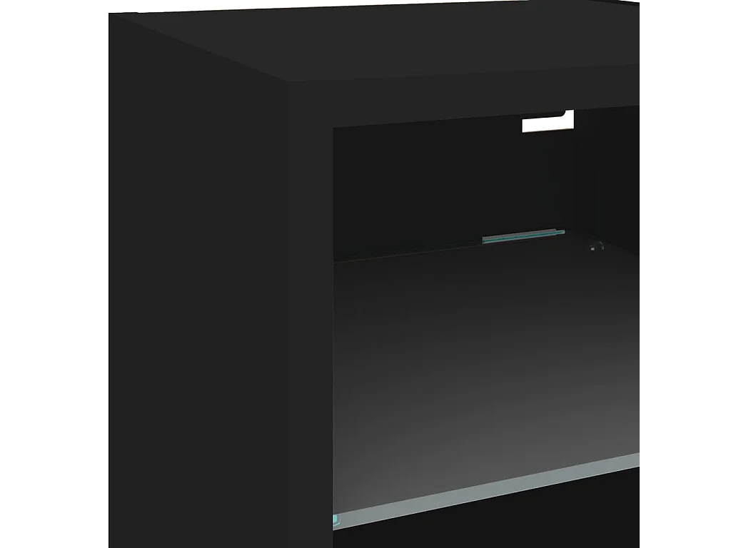 Parete attrezzata TV con LED 7 pezzi in legno ingegnerizzato nero